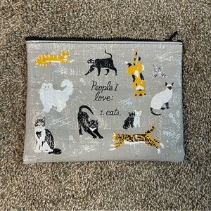 Blue Q Bags People I Love Cats Zipper Pouch Cat Lover Storage Wallet Gray Black